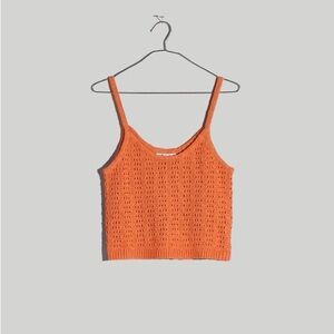 Madewell Open-Stitch Sweater Tank in Coral